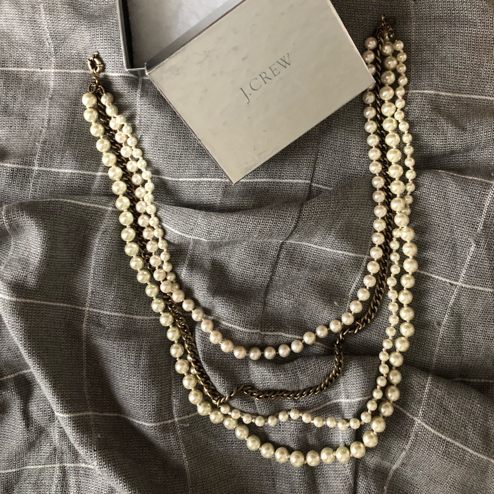 J. Crew Chain + Pearl Statement Necklace